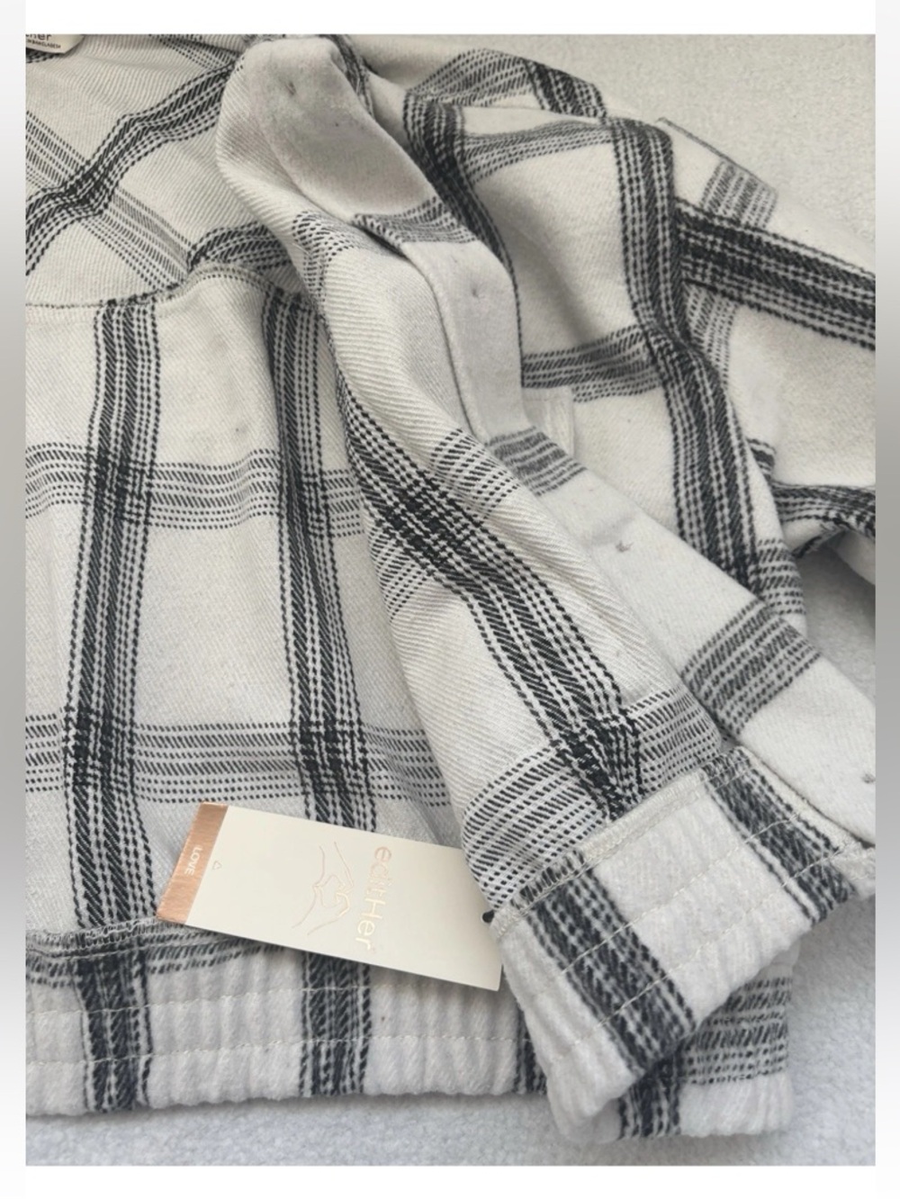EditHer Woman’s Black And White Plaid Shacket Buffalo Check Pattern Size XL NWT - Picture 5 of 6